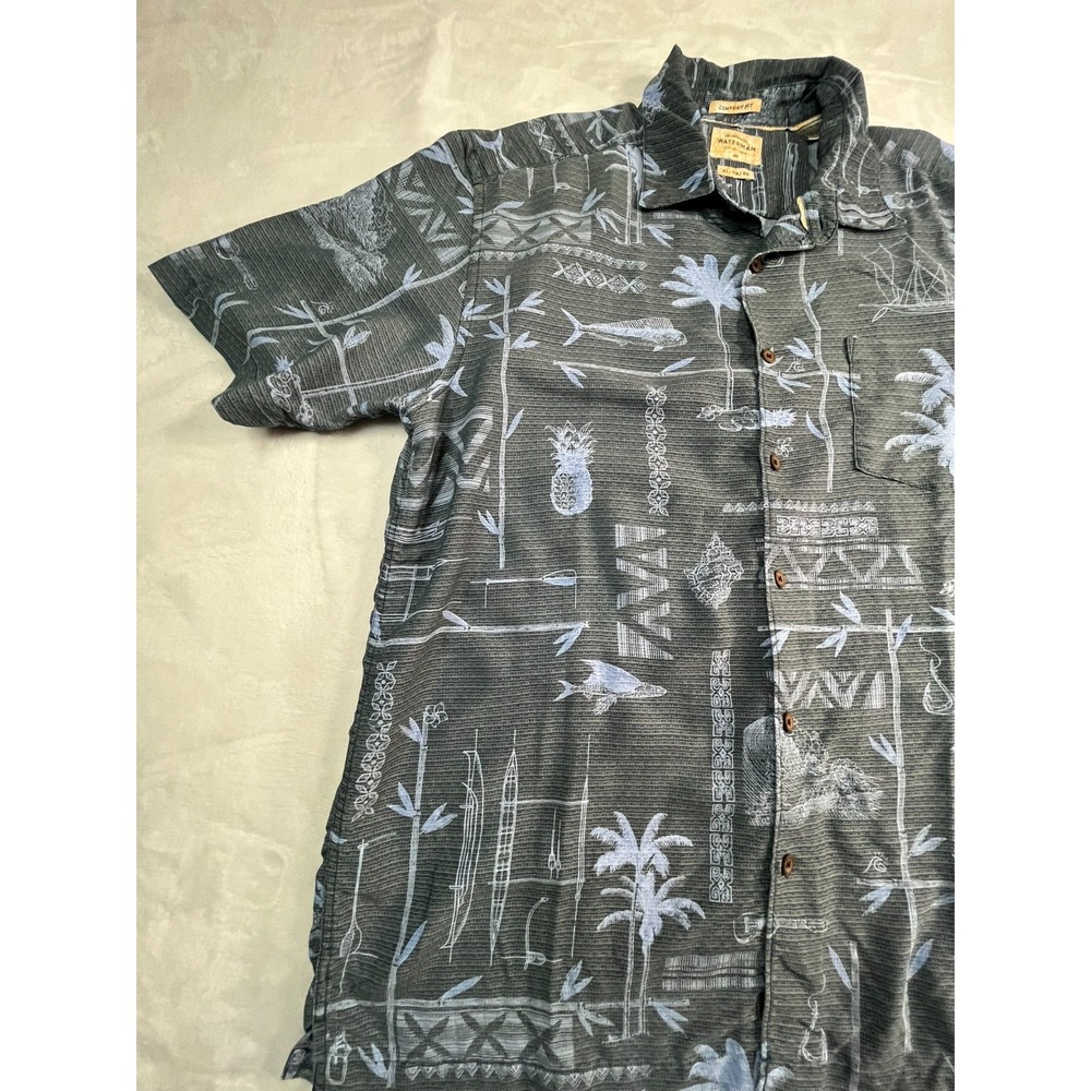 Quiksilver Waterman collection Mens XL Shirt Aloha Button Front Tropical Comfort - Picture 2 of 7